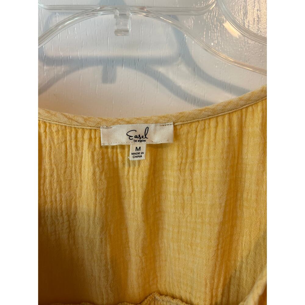 Yellow Slub Cotton Dress Size Medium - Picture 2 of 5